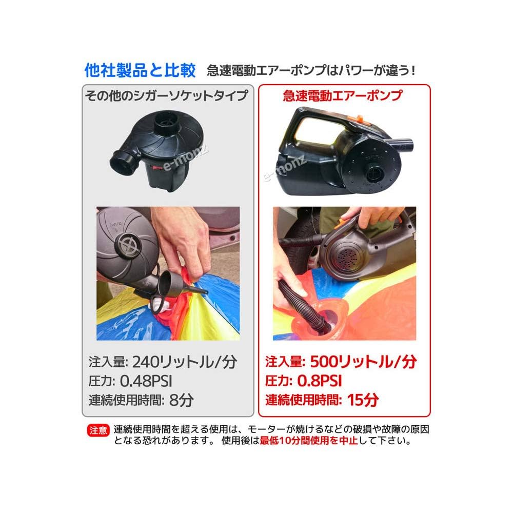 Amazon.co.jp: eモンズ 電動空気入れ 強力 【 急速 電動エアー